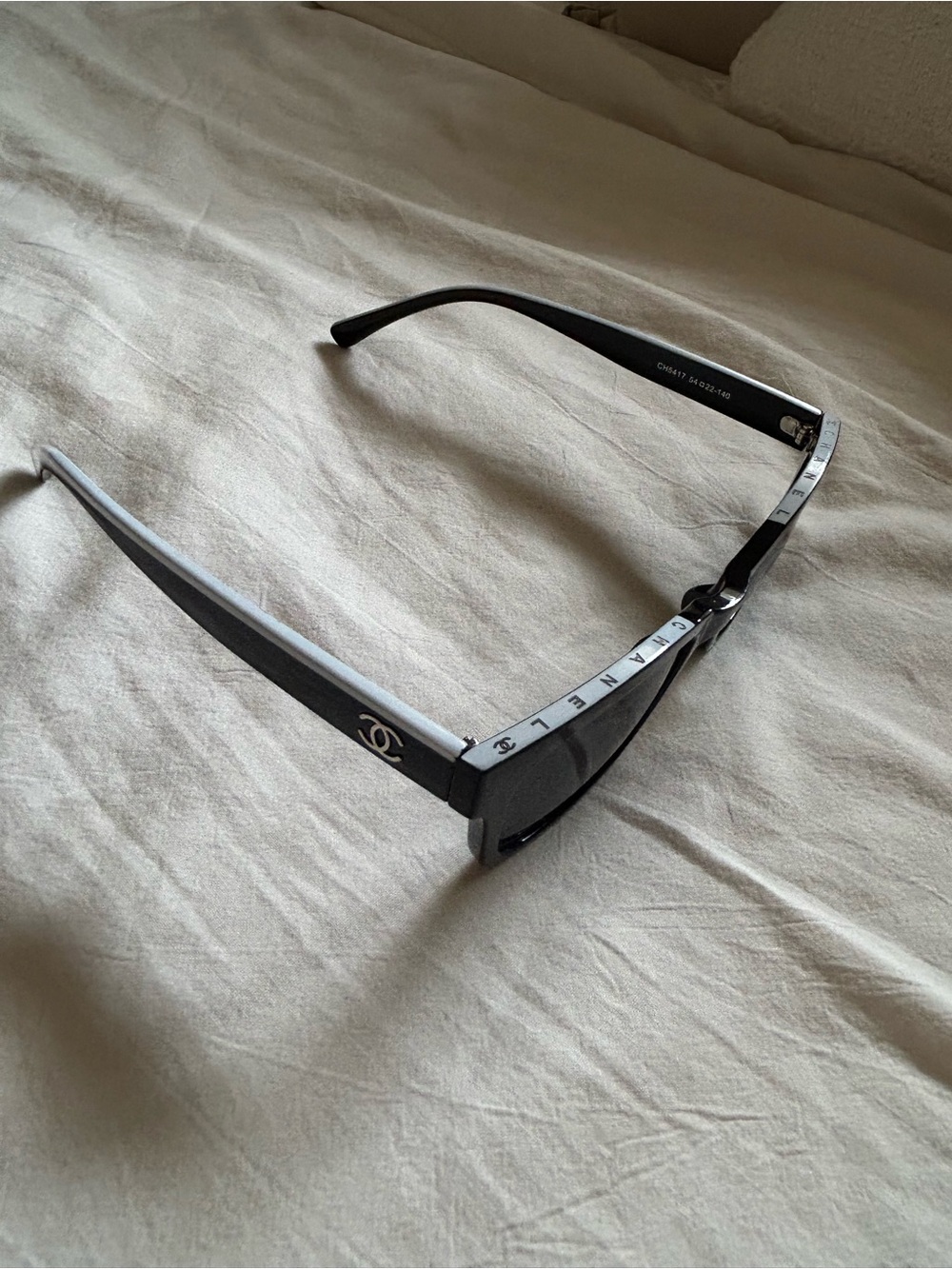 CHANEL Black Rectangular Logo Sunglasses for Men